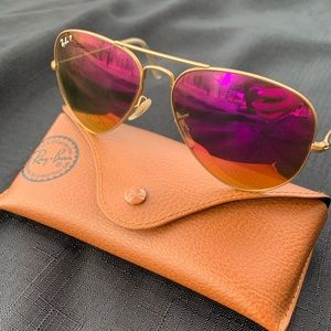 Pink Polarized Ray Ban Aviator Sunglasses